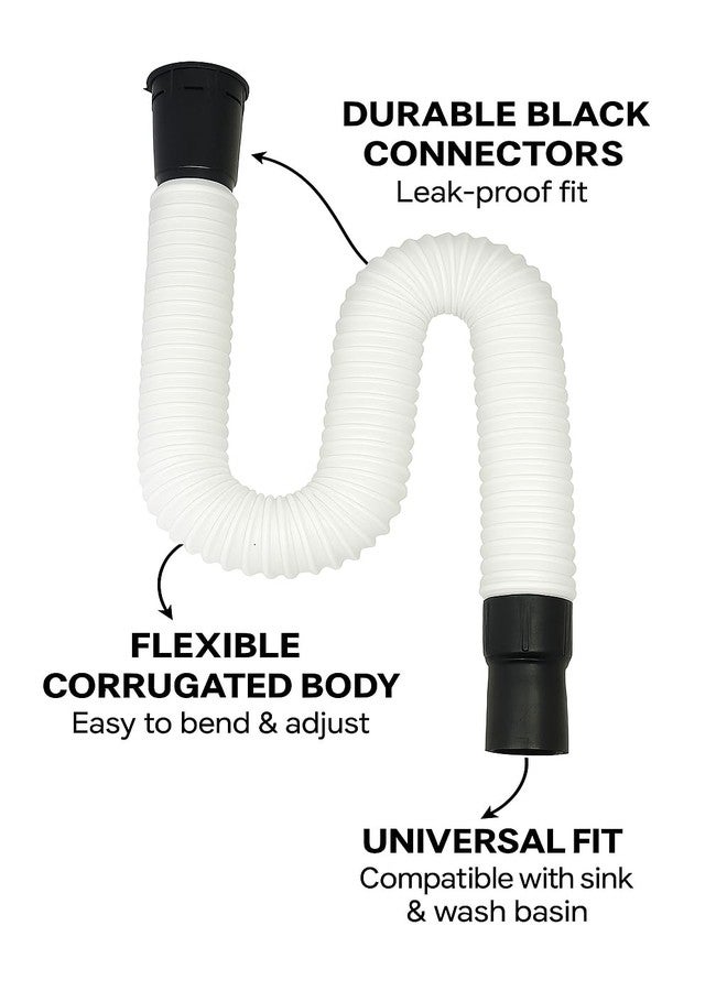 SBD Flexible PVC Waste Pipe | PVC Waste Pipe for Bathroom Wash Basin and Kitchen Sink | Drain Pipe | Drain Hose for Wash Basin | Outlet Tube for Kitchen Sink, Black (1) - Image 2